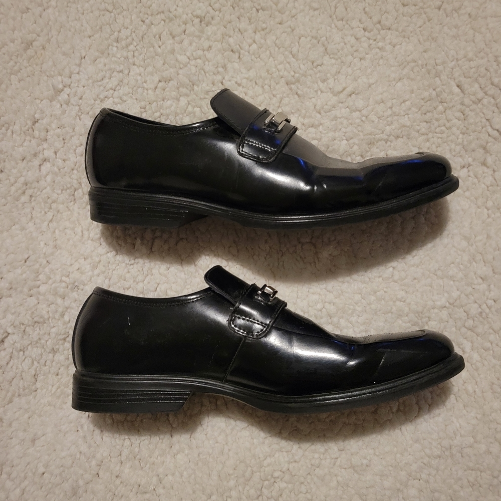 MENS CLAIBORNE LEATHER DRESS SHOES BLACK SIZE 8.5 - Picture 4 of 10
